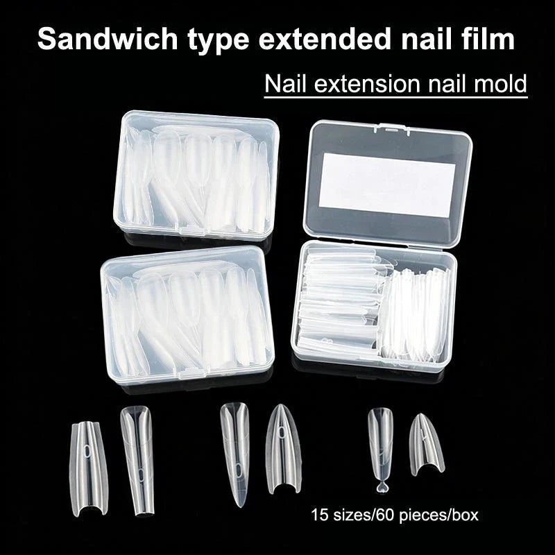 60-Pc Coffin Dual Nail Extension Forms – Acrylic Mold Kit