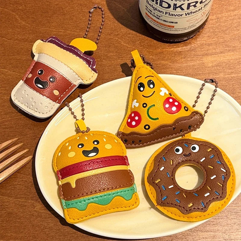Cute Food Doll PU Leather Keychain Bag Charm Pendant