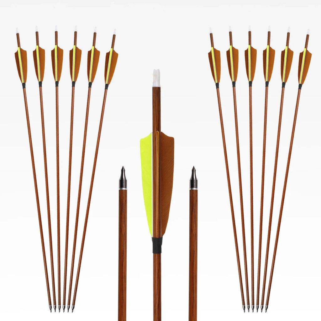 6 Wood Skin Mixed Carbon Arrows ID6 OD7 Field Archery Hunting