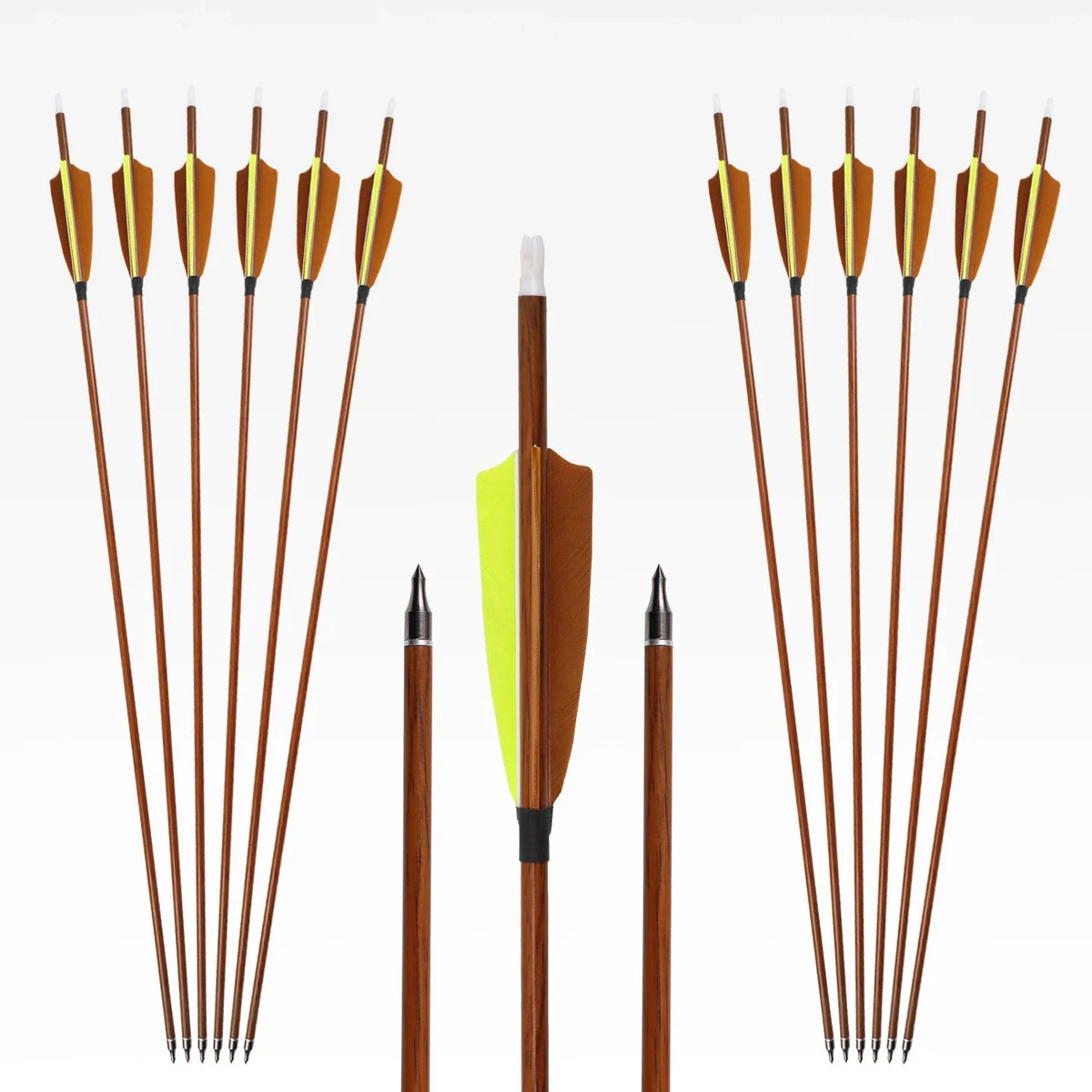 6 Wood Skin Mixed Carbon Arrows ID6 OD7 Field Archery Hunting