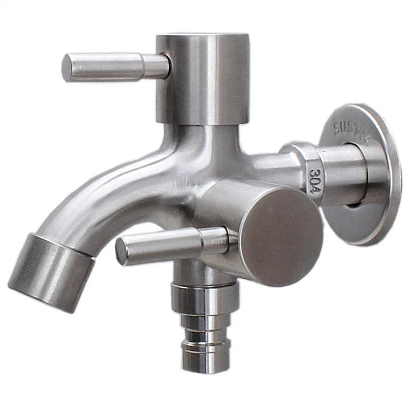 304 Stainless Steel Dual-Outlet Washing Machine Faucet