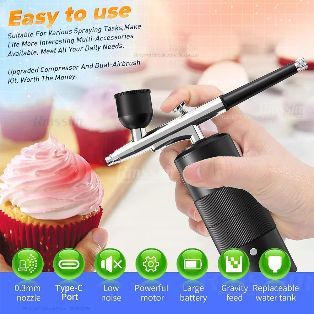 Portable Airbrush Kit with Compressor – Nail Art & Crafts