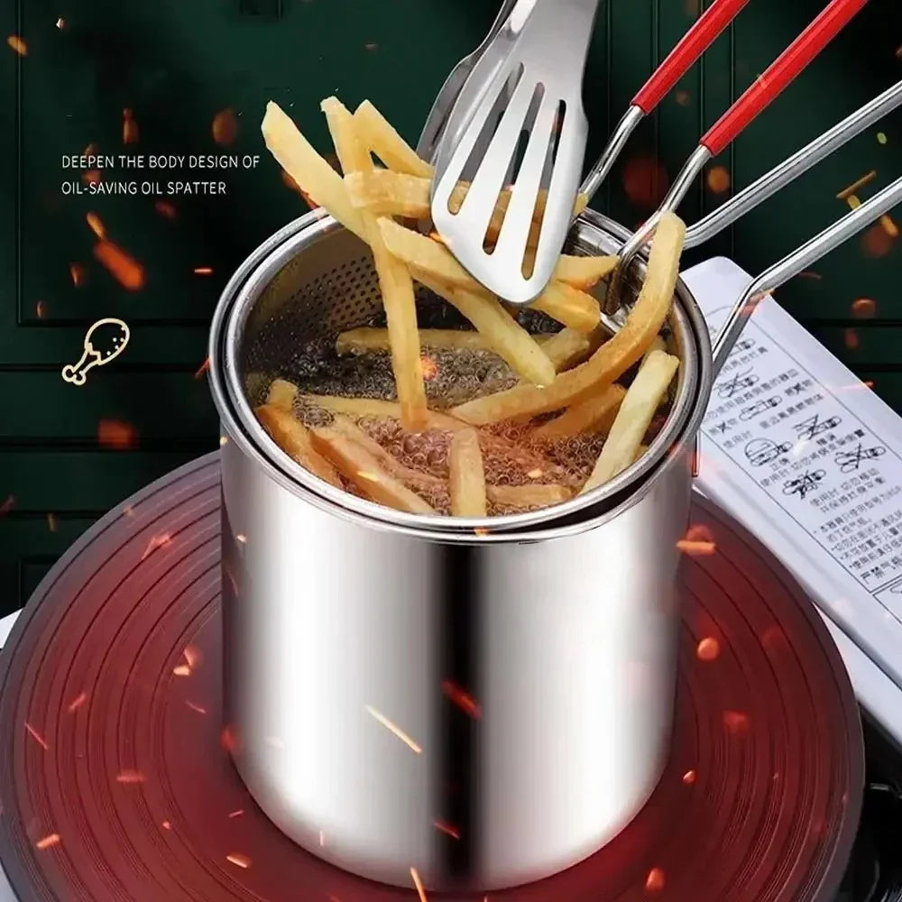 Stainless Steel Mini Deep Fryer Pot & Basket – 12cm Induction