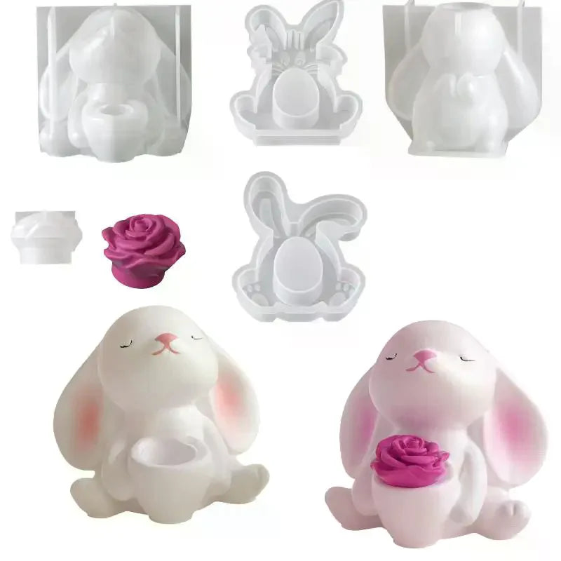 3D Rabbit Silicone Mold – Easter Bunny Candle, Soap & Craft