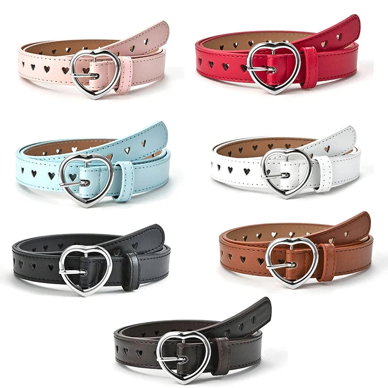 Skeleton Love Buckle PU Belt – Unisex Fashion Jeans Belt