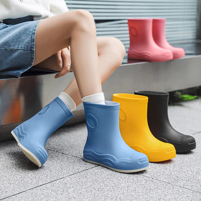 Lorilury Women's Waterproof EVA Ankle Rain Boots Slip-On