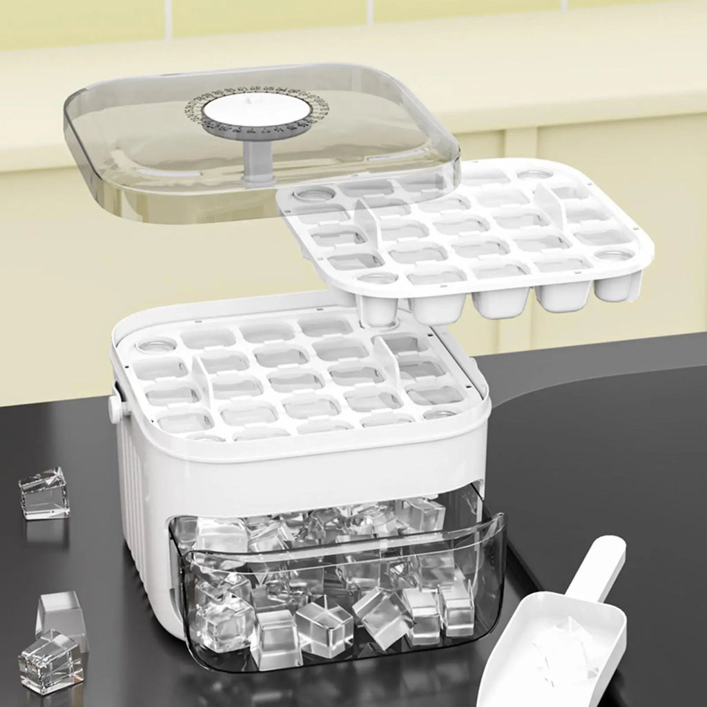50-Cavity Press Ice Tray Mold with Lid & Storage Bin