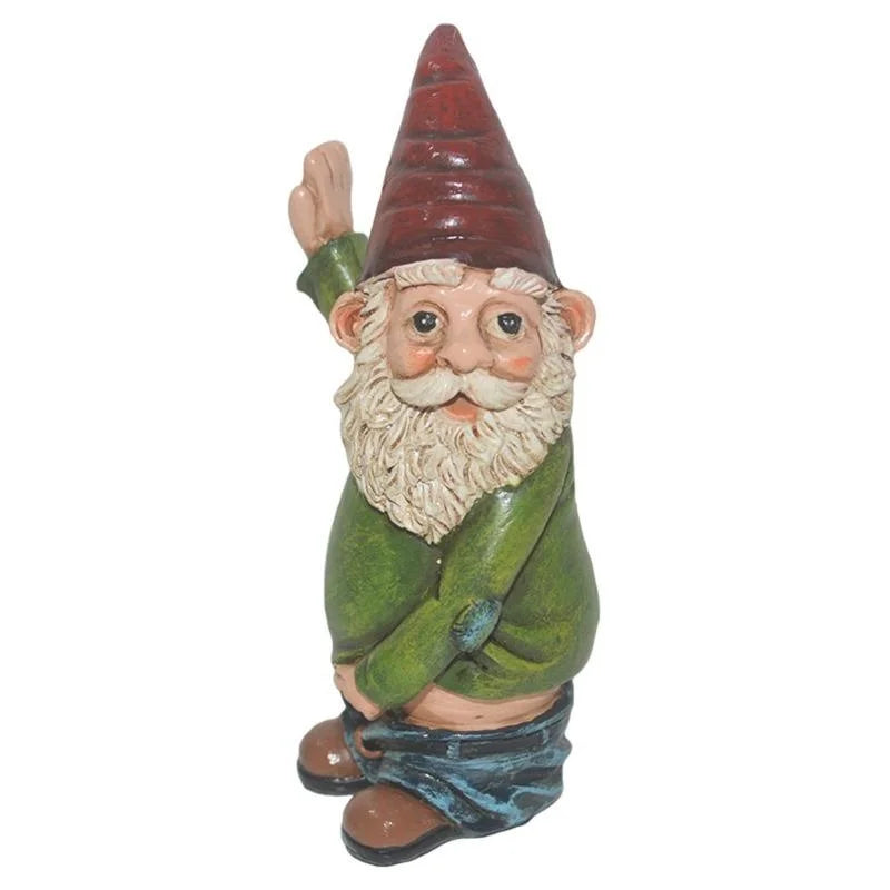 Urinating Gnome Statue – Resin Dwarf Garden Sculpture