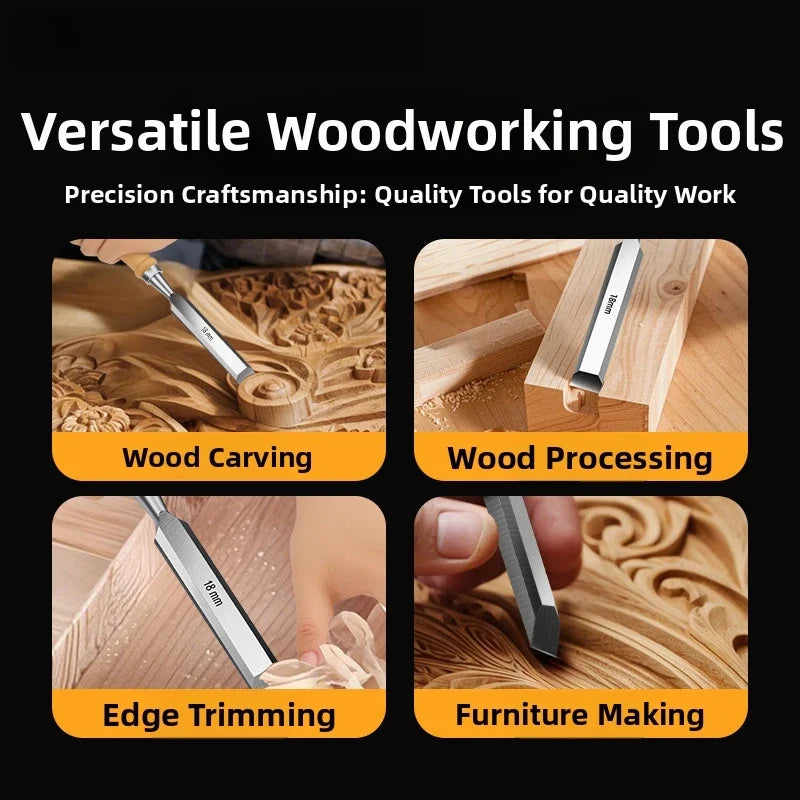 4-Piece Wood Chisel Set – 6/12/18/24mm Carving Chisel Kit