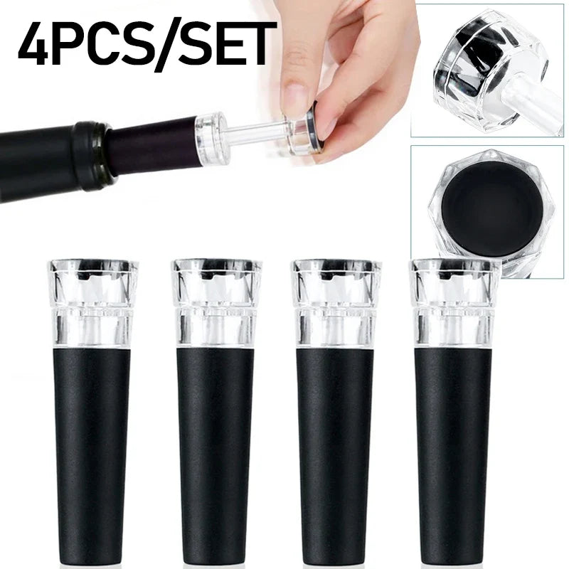 4-Pack Vacuum Wine Bottle Stoppers – Airtight Silicone Sealer
