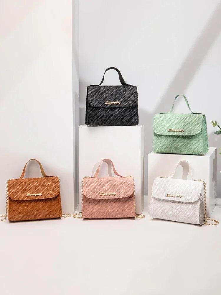 Women's Embossed PU Leather Crossbody Bag | Chain Satchel