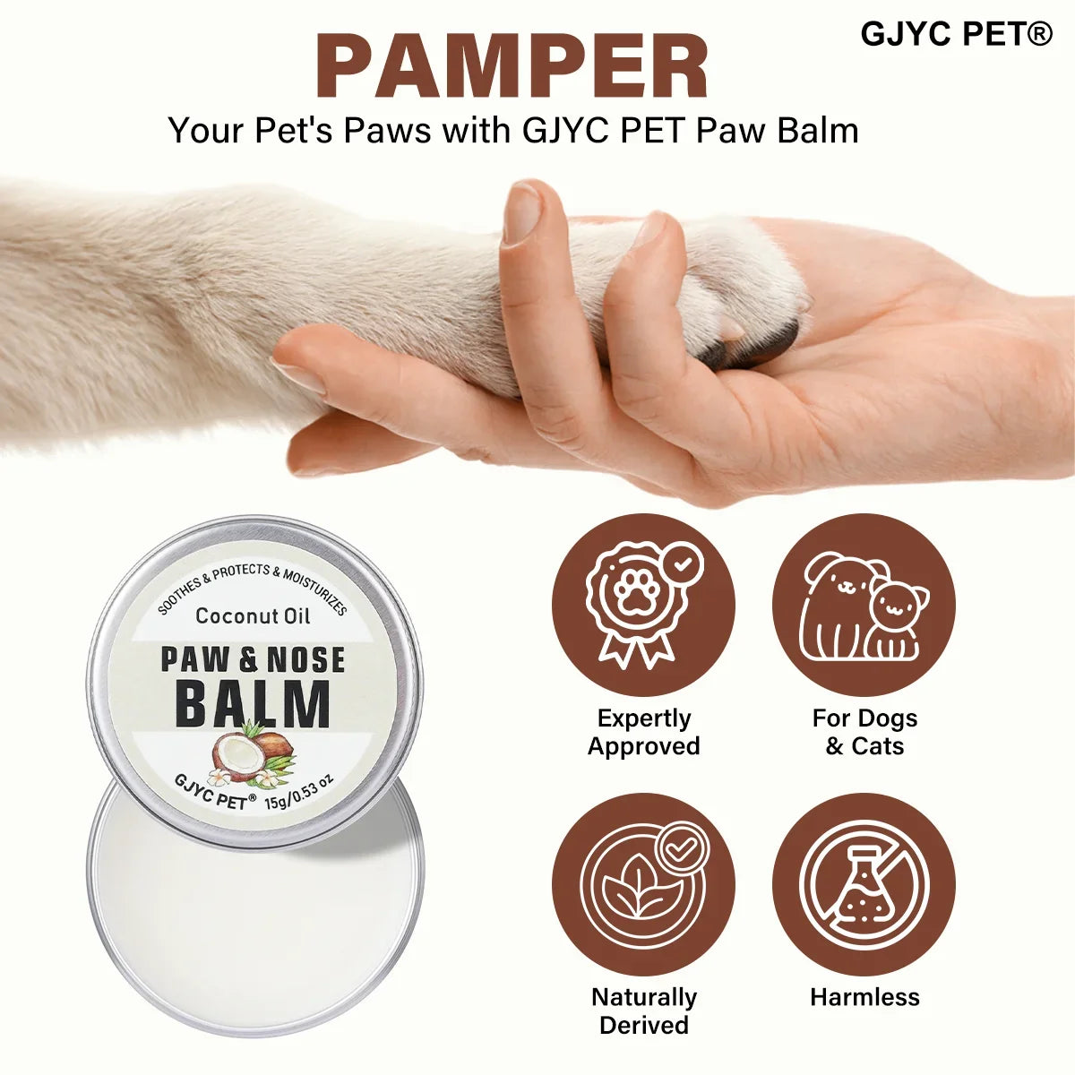 Coconut Dog & Cat Paw Balm – Nose & Paw Moisturizer