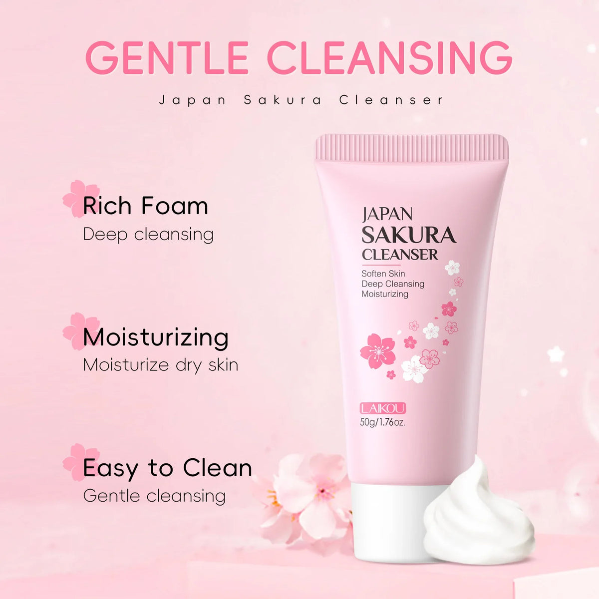 LAIKOU Sakura Cleanser Gentle Deep Cleaning Oil Control Moisturizing