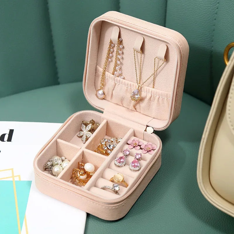 Portable Leather Jewelry Travel Organizer Box | Rings & Earrings