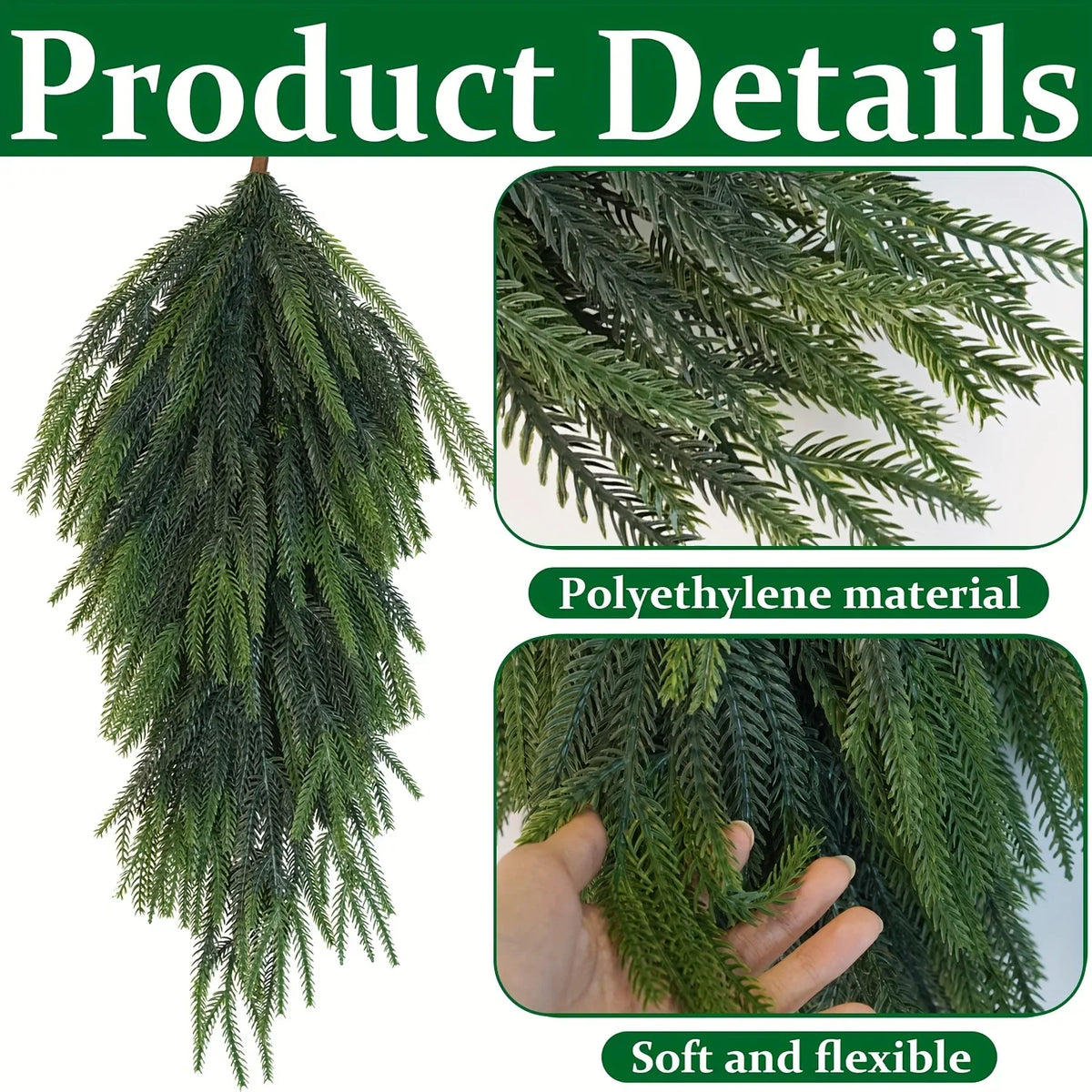 Artificial Pine Teardrop Wreath – Outdoor Christmas Door Décor