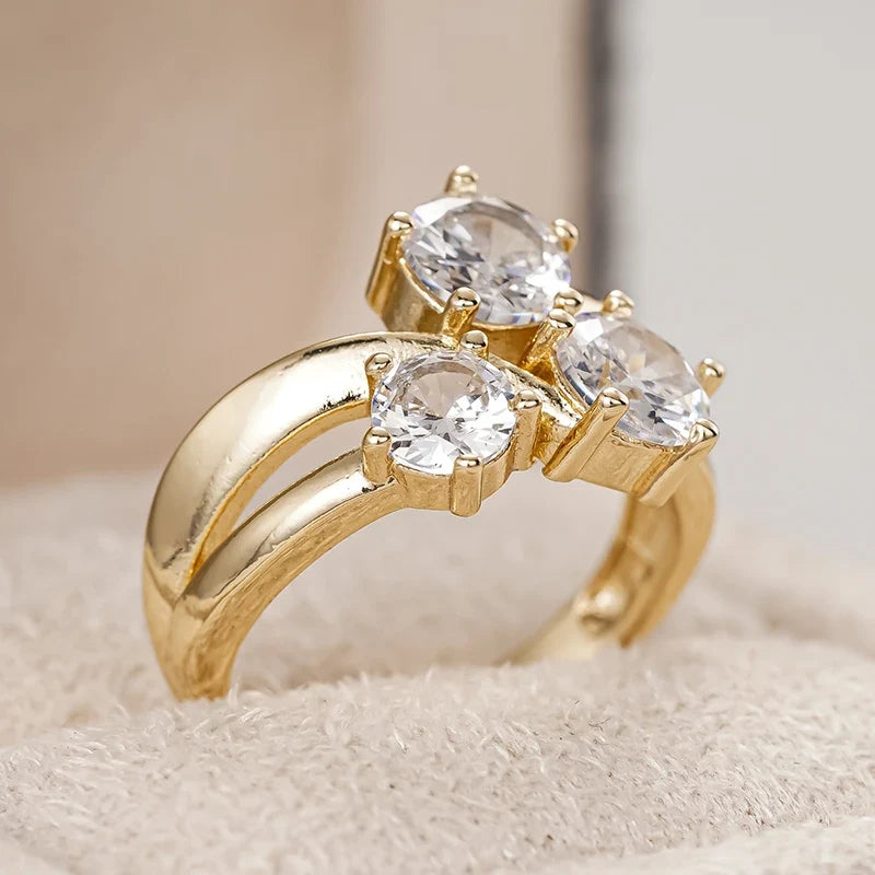 Huitan Triple CZ Ring for Women – Wedding & Engagement Jewelry