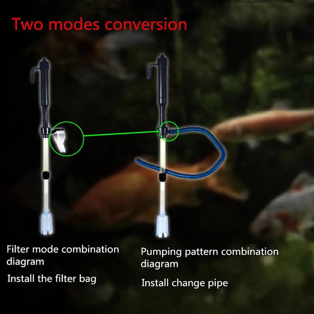 Electric Aquarium Gravel Cleaner 3-in-1 Fish Tank Vacuum Siphon