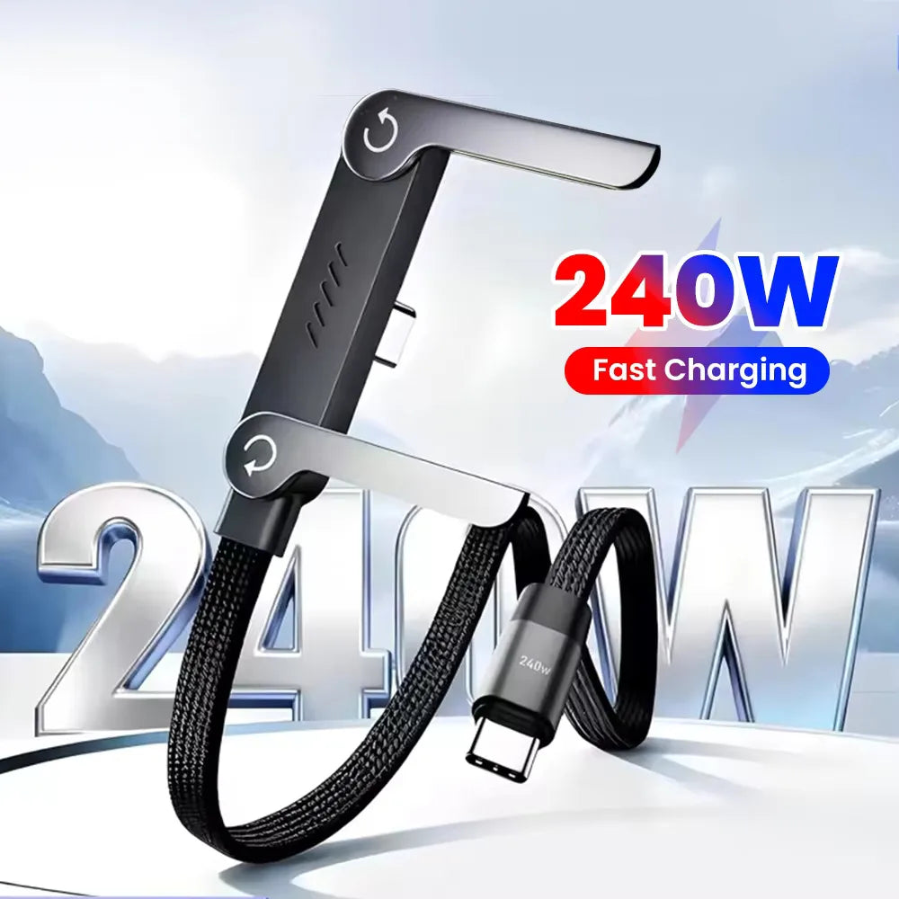 2-in-1 240W USB-C Fast Charging Cable & Foldable Phone Stand