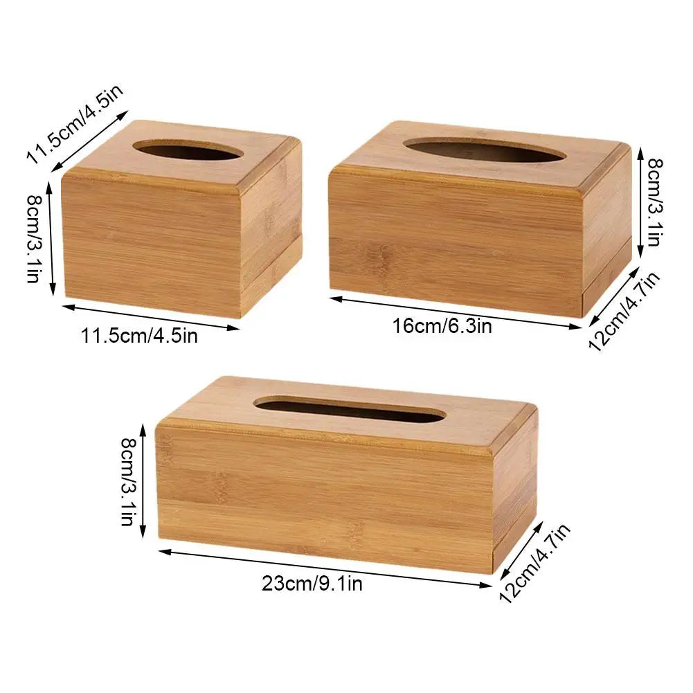 Bamboo Tissue Box Cover 23x12cm | Wooden Napkin Holder