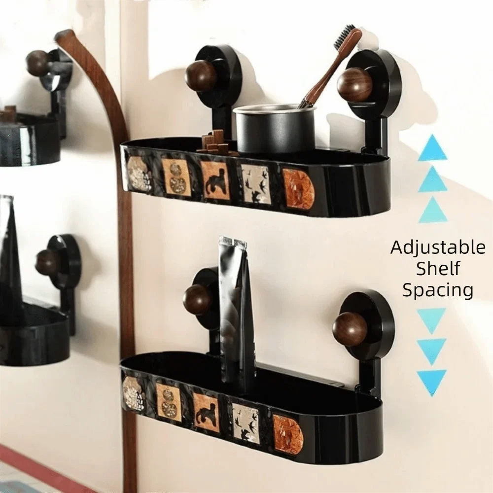 Punch-Free Suction Cup Bathroom Shelf | Wall Mounted Organizer