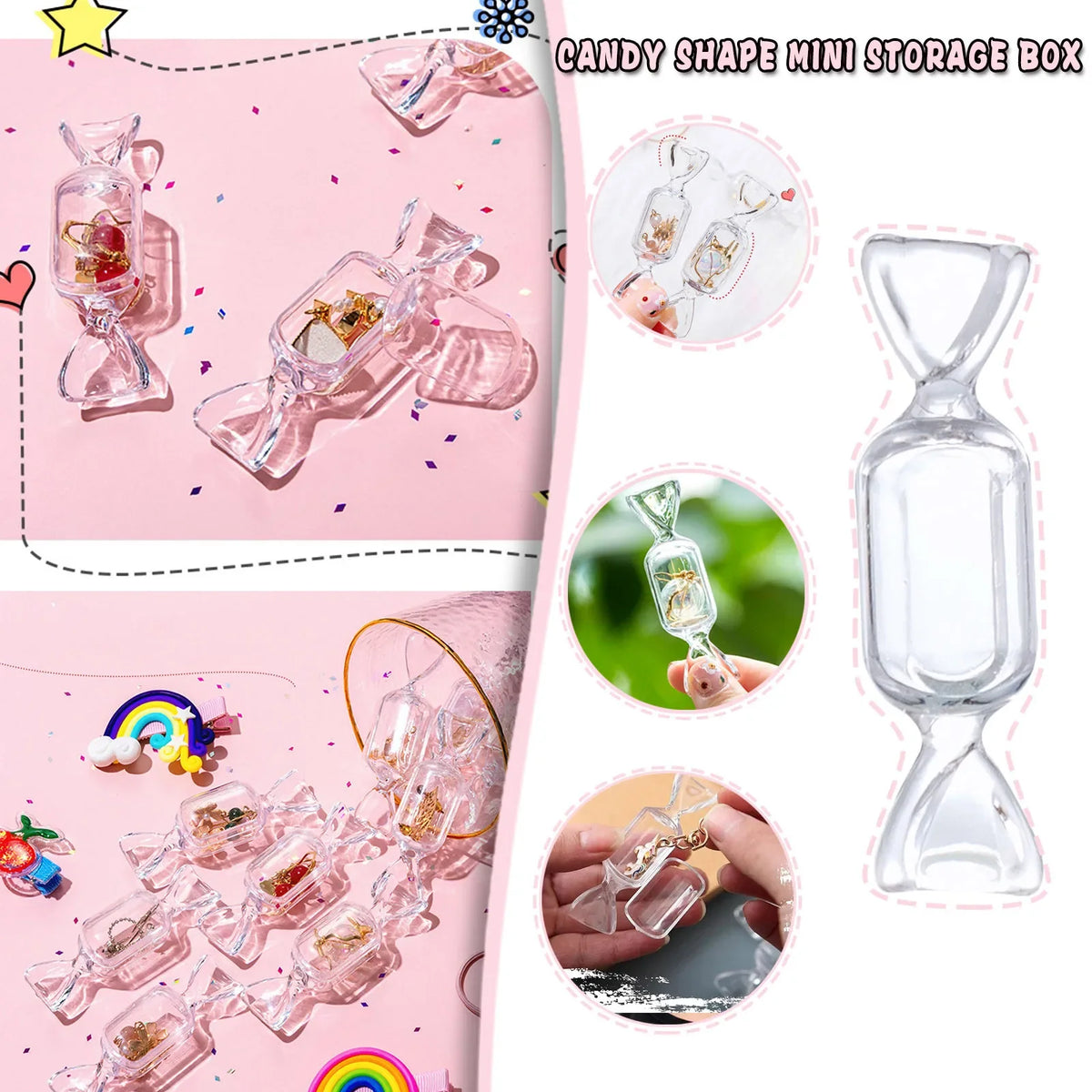 Candy Shape Transparent Jewelry & Mini Storage Box Organizer