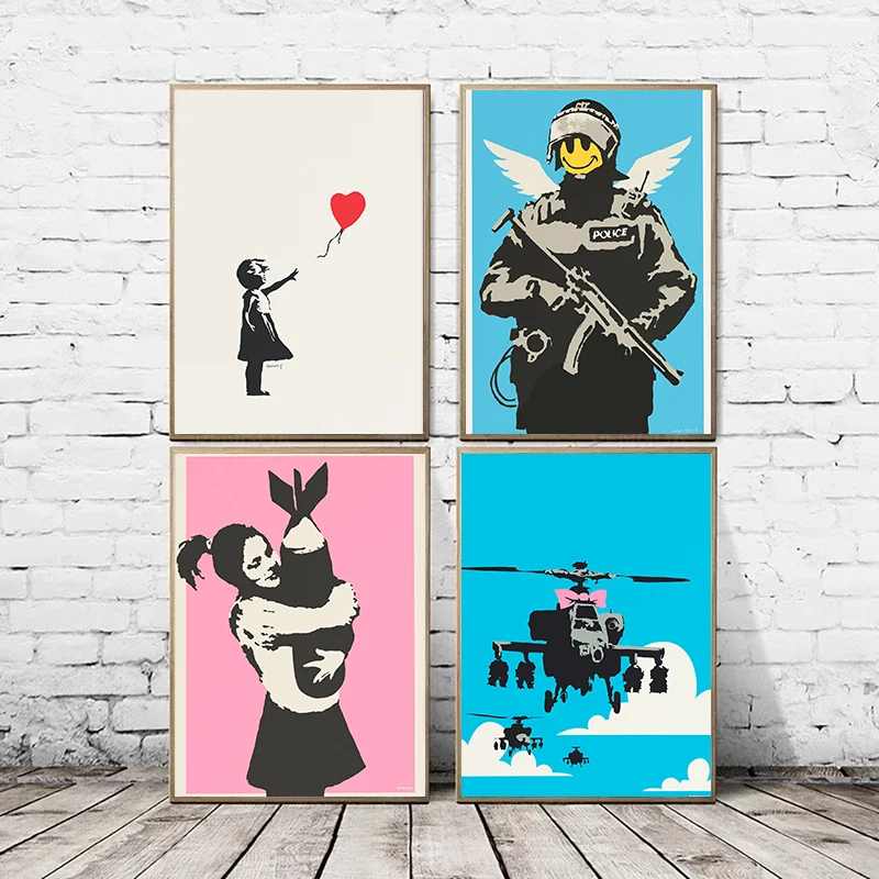 Banksy Graffiti Canvas Print | Anti-War Street Art Wall Poster