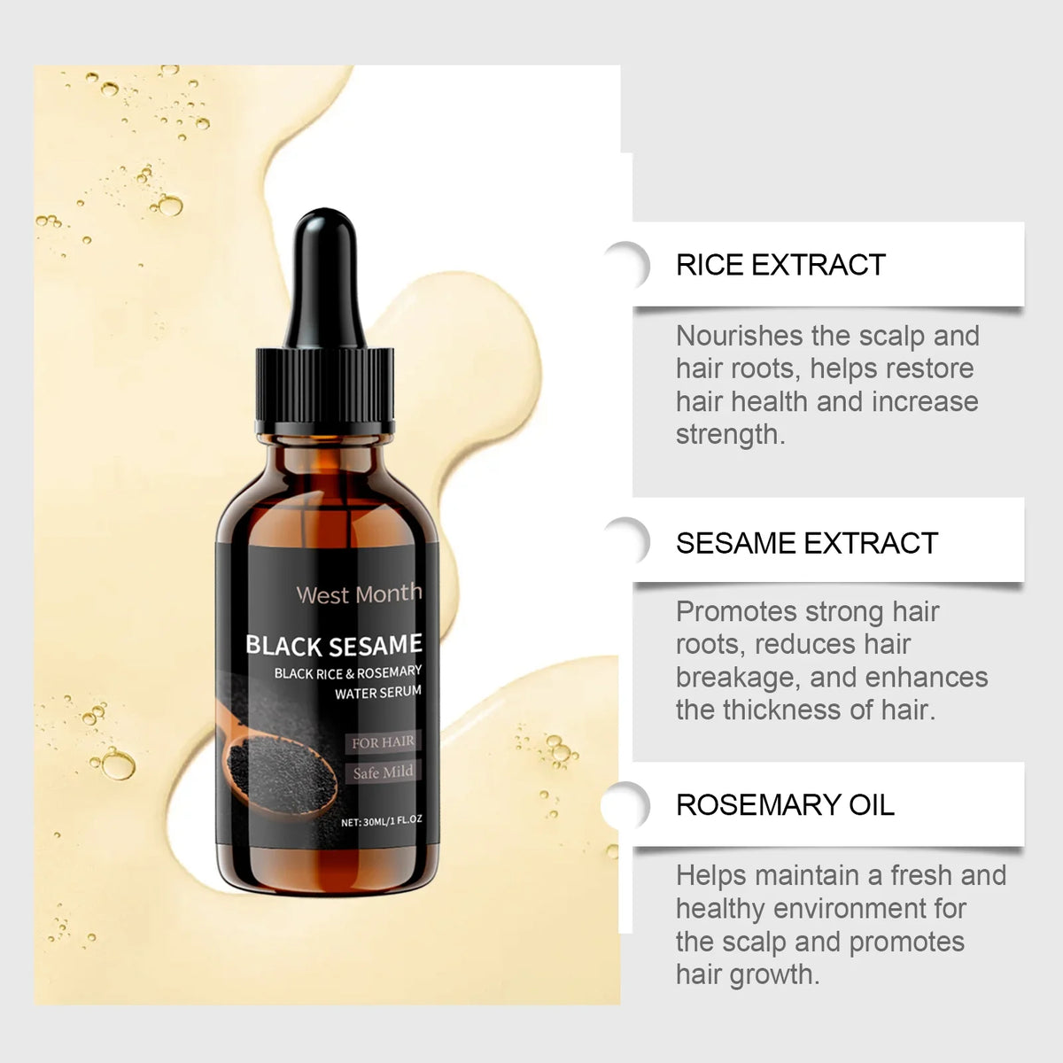 WEST MONTH Black Sesame Hair Serum – Nourishing 30ml