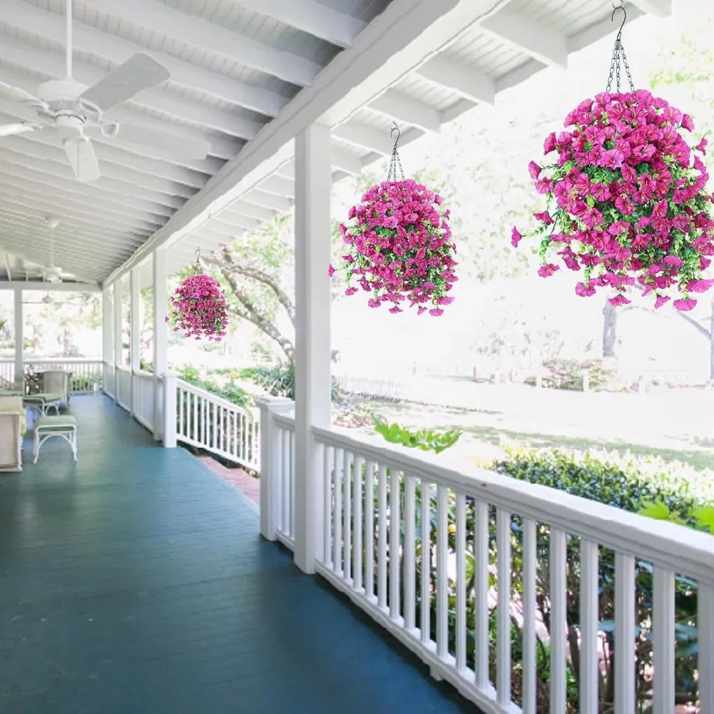 Artificial Hanging Morning Glory Flower Vine Outdoor Garden Porches
