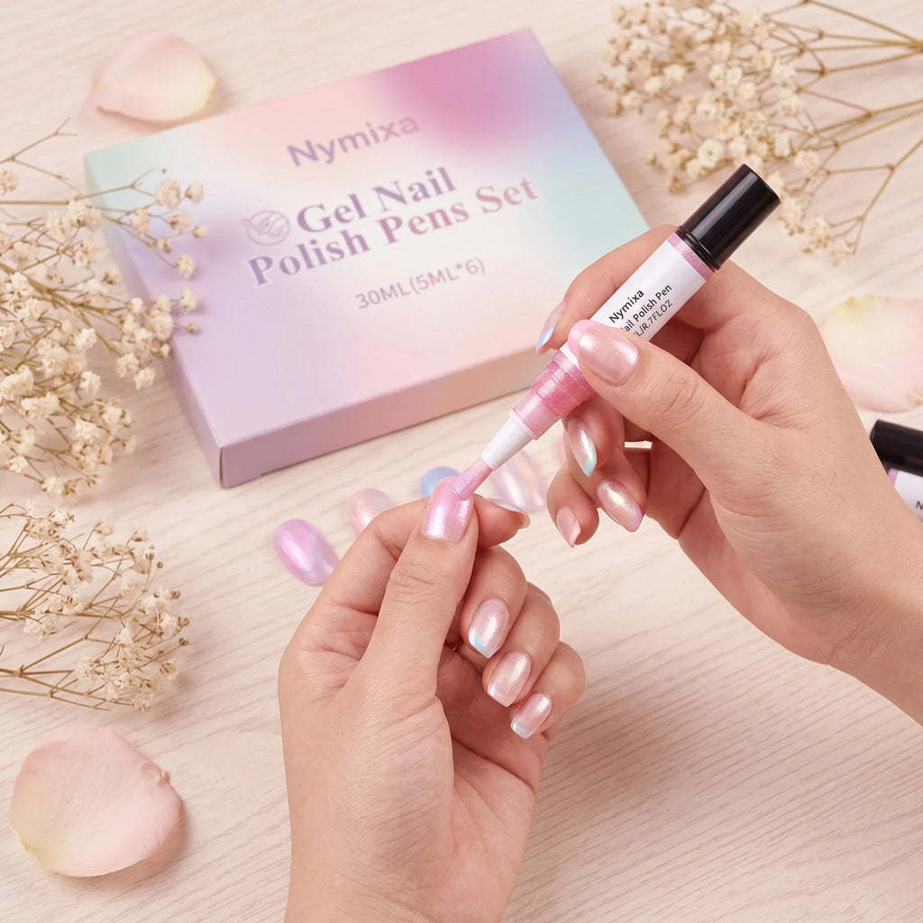 Nymixa 6pc Macaron Pearlescent Gel Nail Polish Pen Set – DIY Art