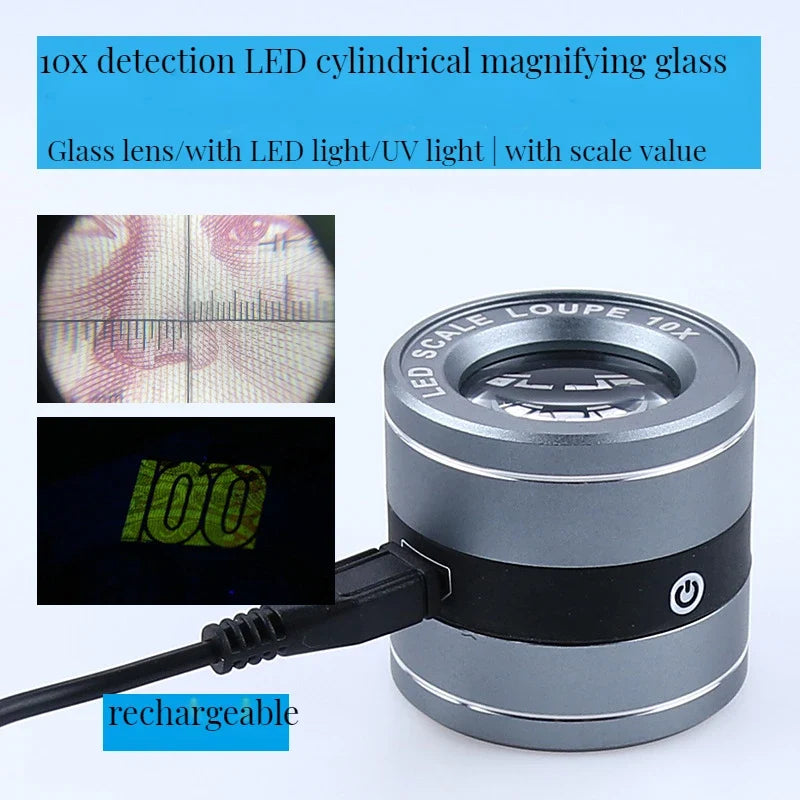 10X Jewelry Loupe with LED & UV Light | Optical Glass Magnifier
