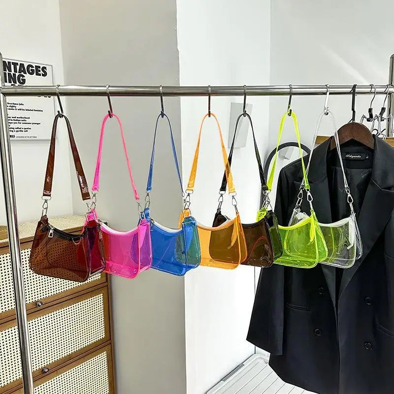 Clear Jelly Shoulder Bag – Y2K Small Underarm Purse