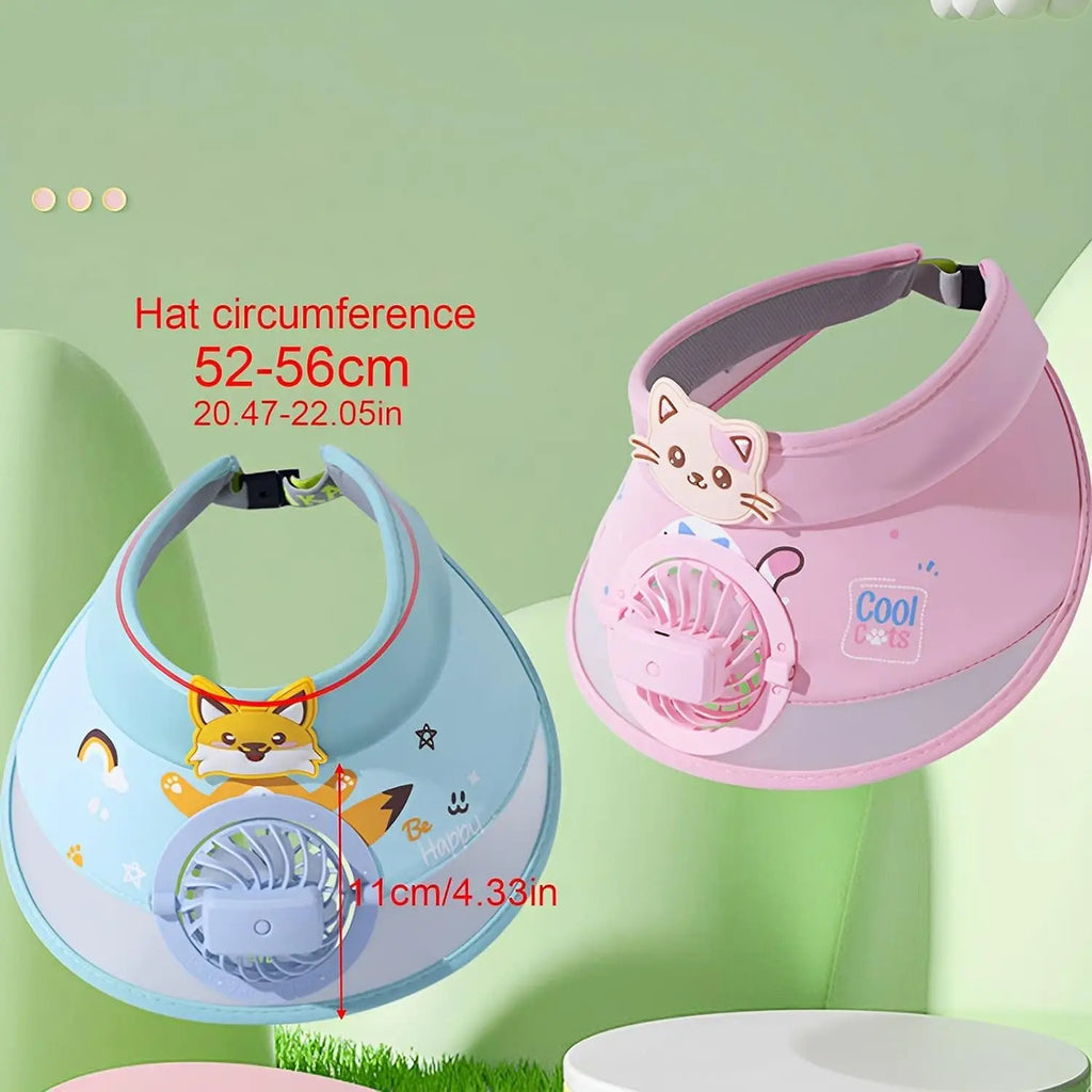 Kids Sun Visor Hat with Fan | 3-Speed USB Rechargeable UV Cap