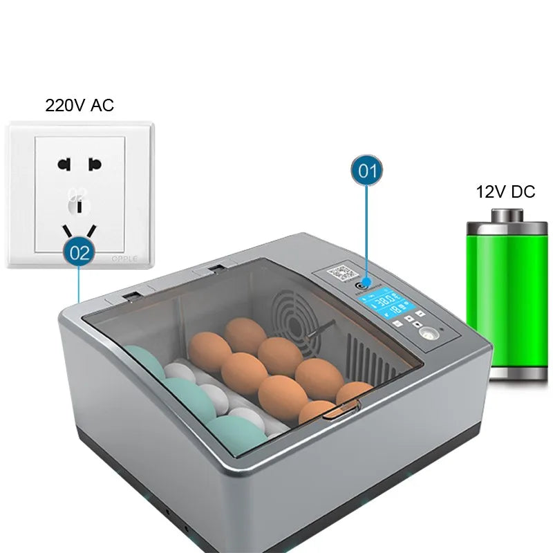Automatic 16-Egg Incubator – Auto Turner & Poultry Hatcher
