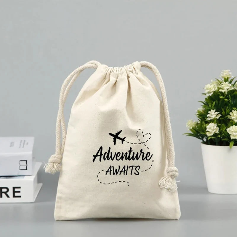 5-Pack Adventure Awaits Velvet Drawstring Bags | Wedding Favors