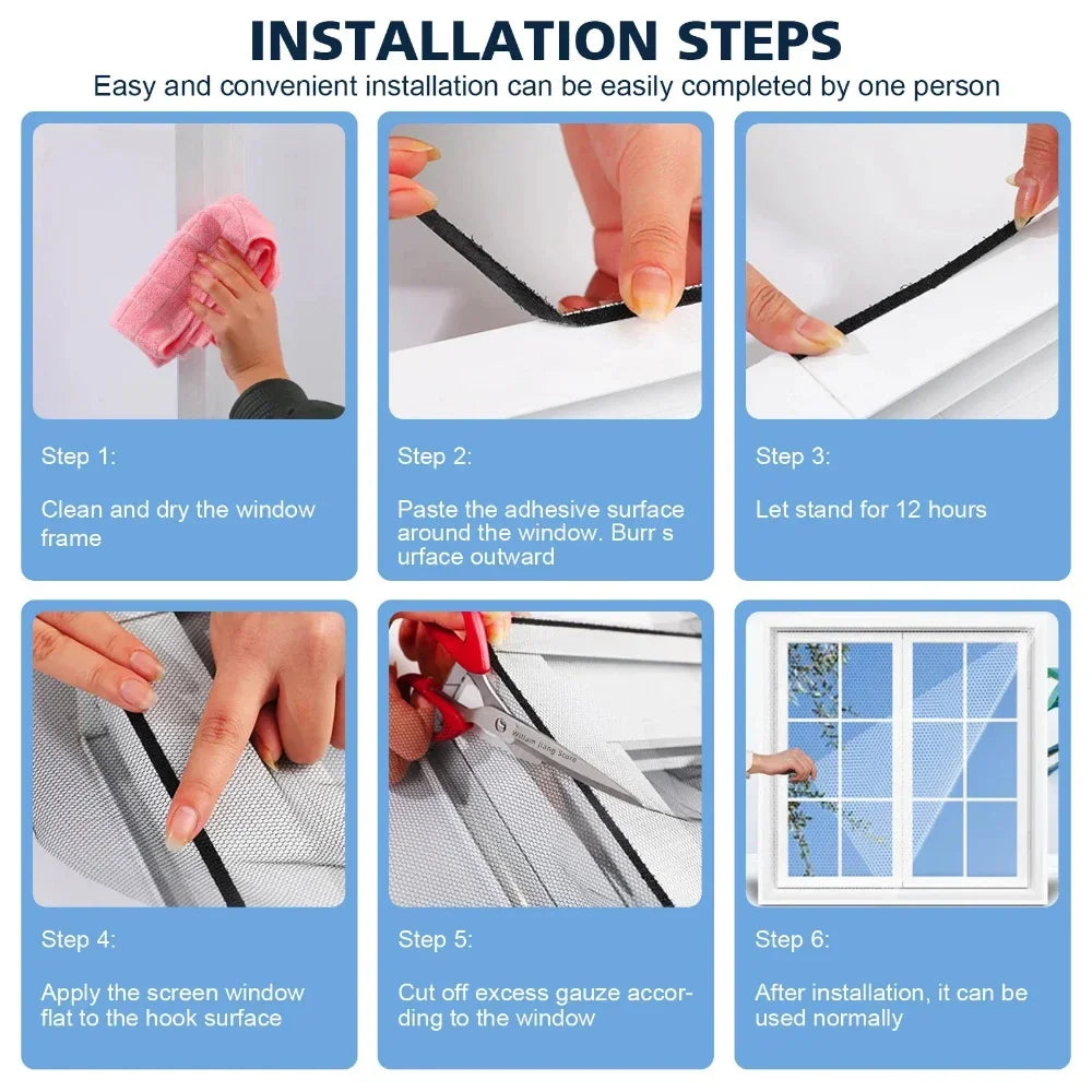 Self-Adhesive Window Fly Screen | DIY Mosquito Net Mesh