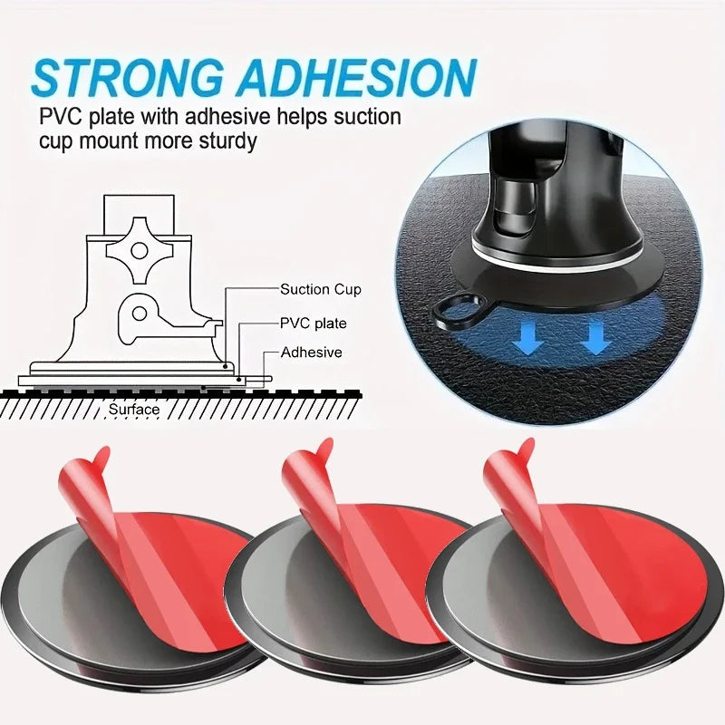 Universal Self-Adhesive Suction Cup Base for Car Dashboard Mounts