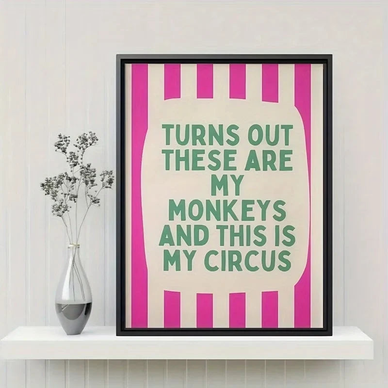 "These Are My Monkeys" Funny Retro Canvas Wall Art Print