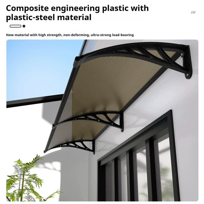 Arched Polycarbonate Door Awning – Wall Mounted Rain Canopy