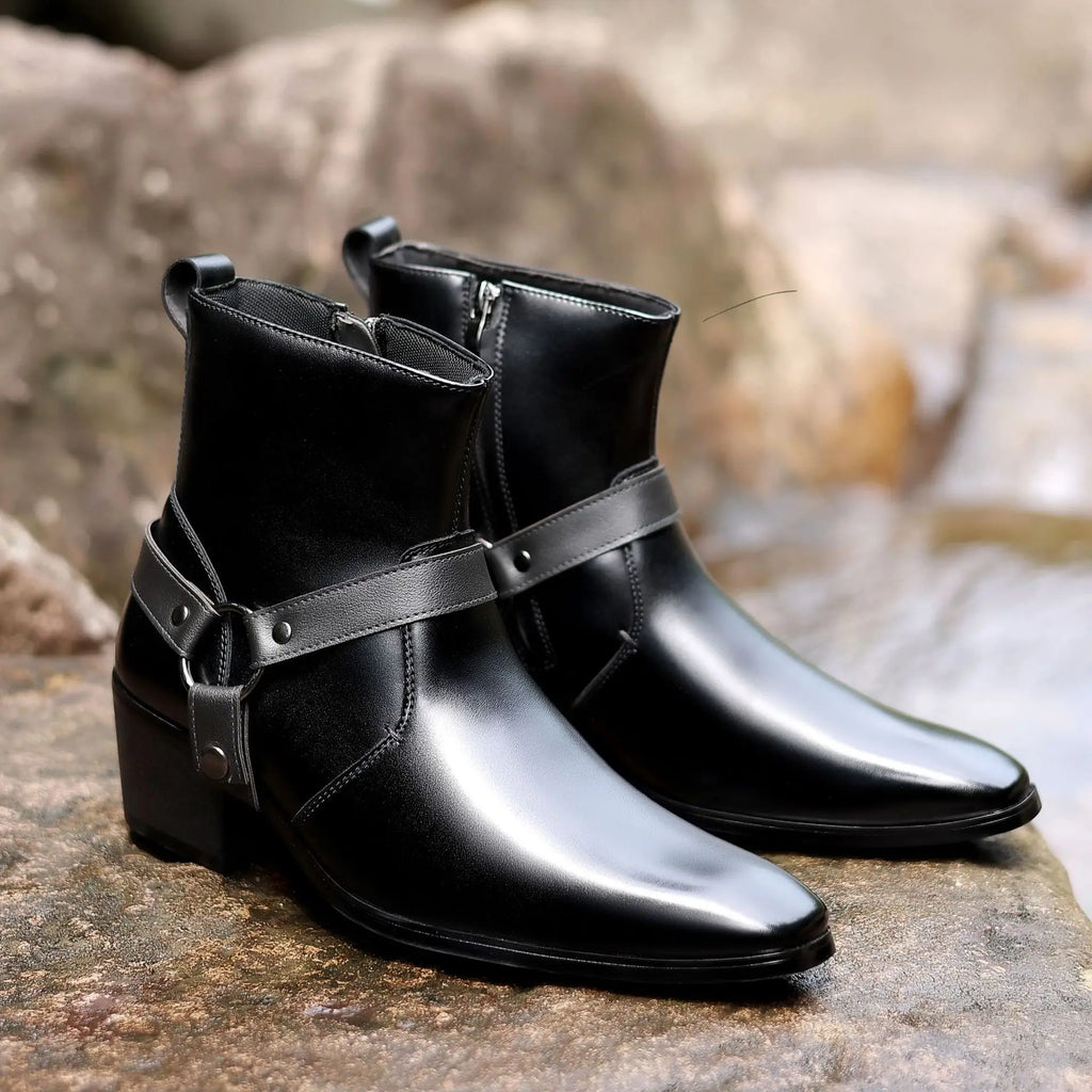 YBQJOO Men's Zip Chelsea Boots – Pointed Toe Dress Ankle Boots