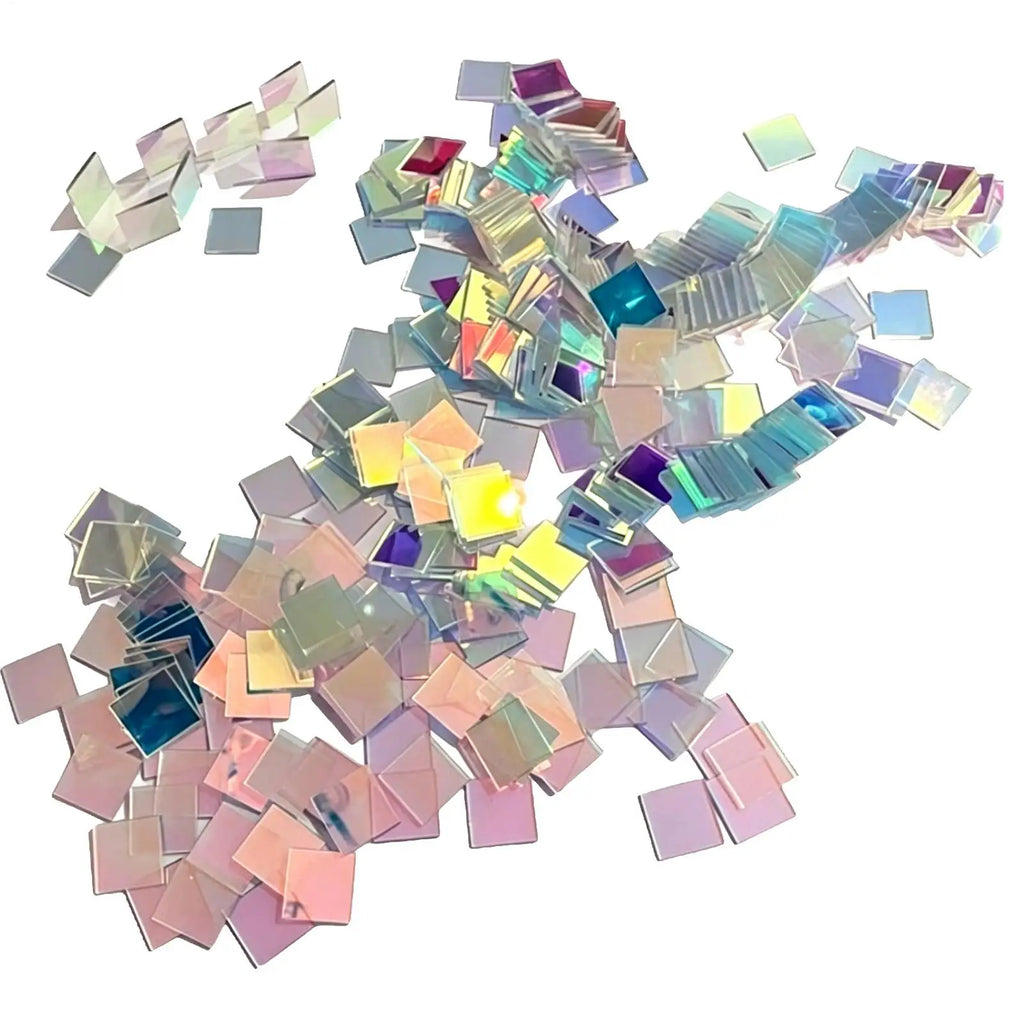 Rainbow Holographic Acrylic Squares 50/100Pcs – Light Catcher Tiles