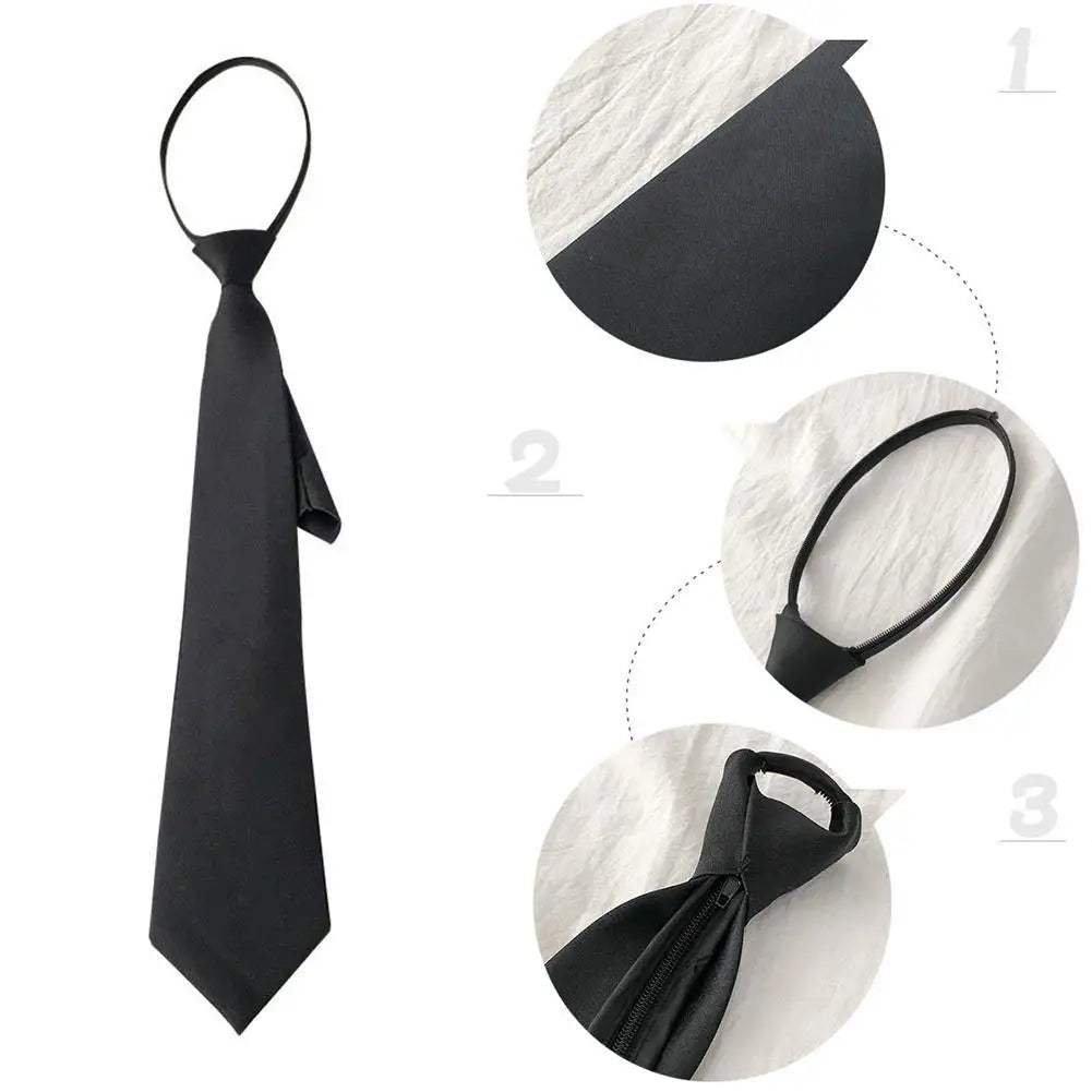 Unisex Black Clip-On Tie | Matte Polyester Necktie Men & Women