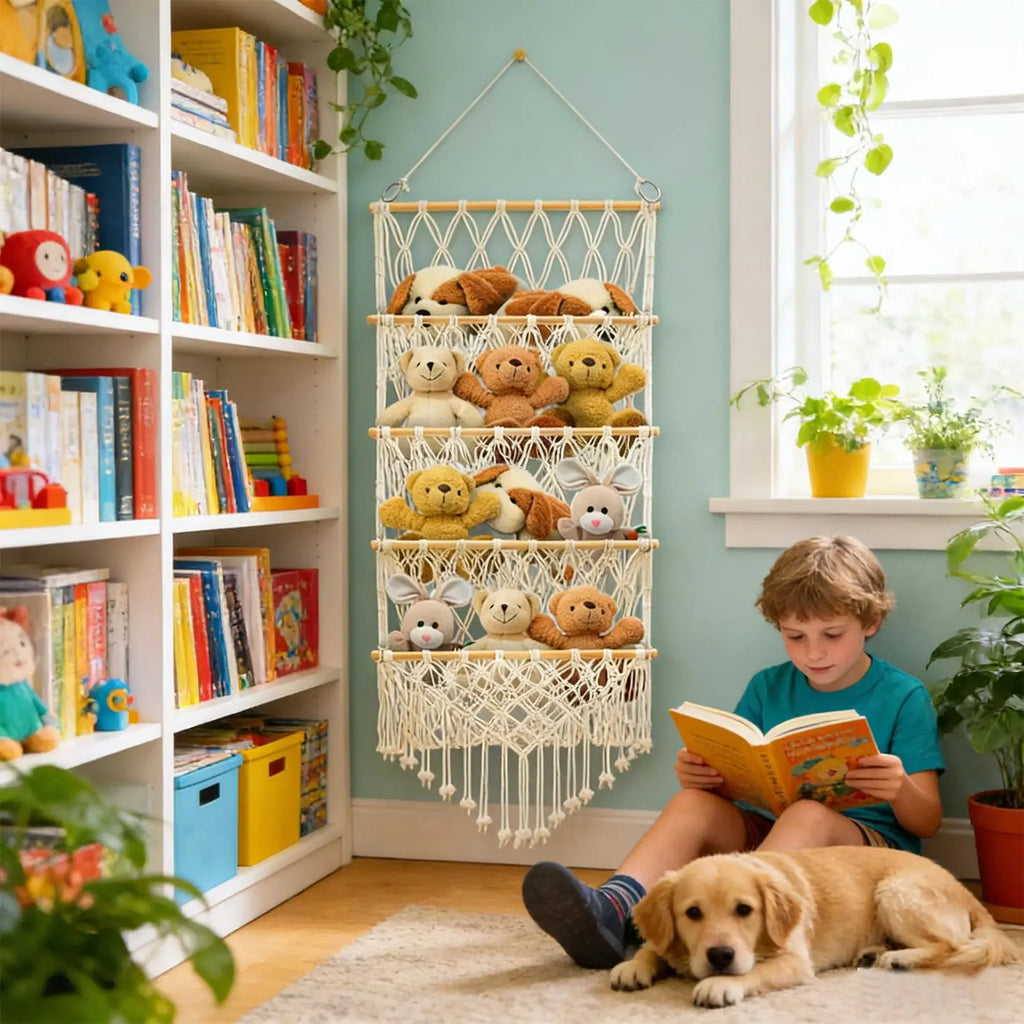 4-Layer Boho Stuffed Animal Storage Net Hammock | Nursery