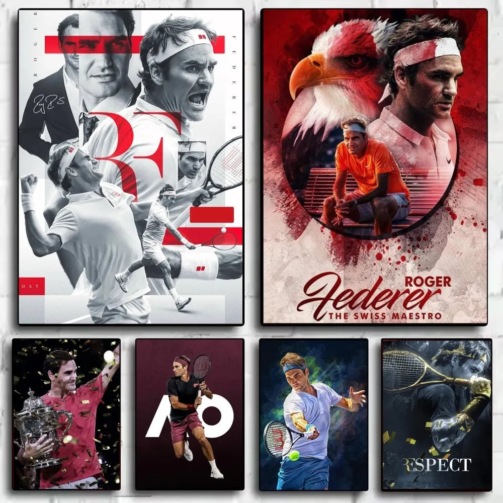 Roger Federer HD Wall Poster – Waterproof PVC Sticky Decor