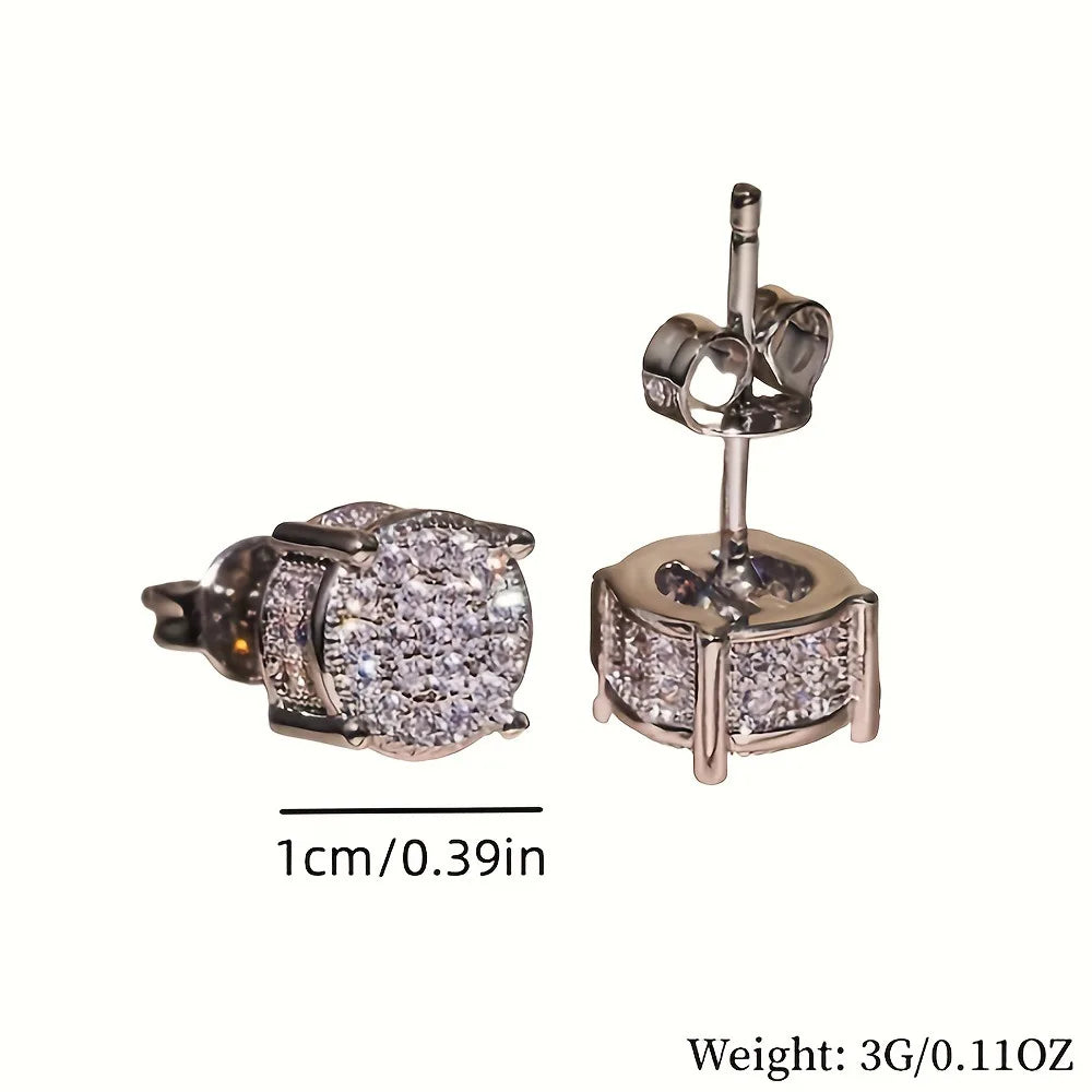 Gold & Silver Rhinestone Stud Earrings | Four-Claw Round Studs
