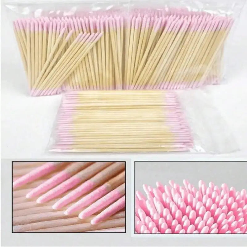 Dual-Tip Wood Cotton Swabs for Nail Polish Removal | 100–500 Pcs