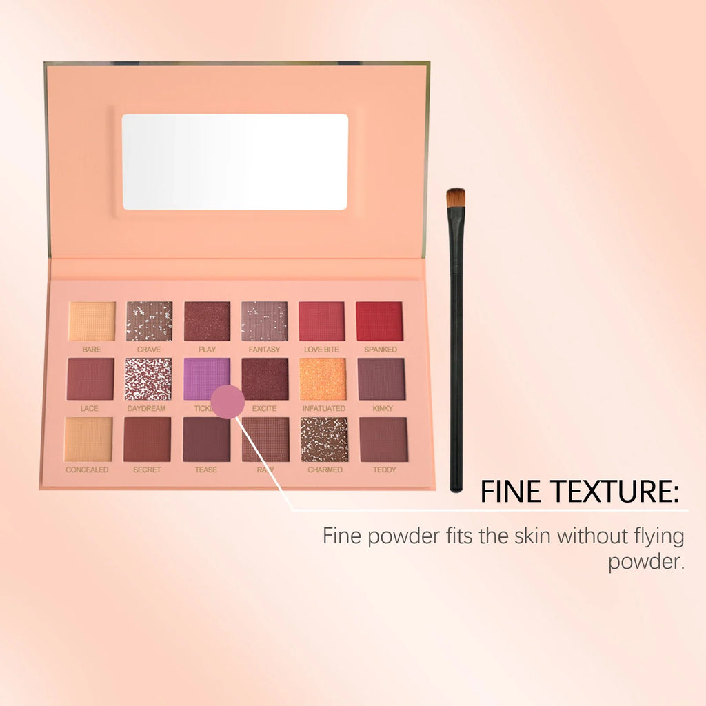 18-Shade Glitter Eyeshadow Palette – Shimmer, Matte & Highlighter