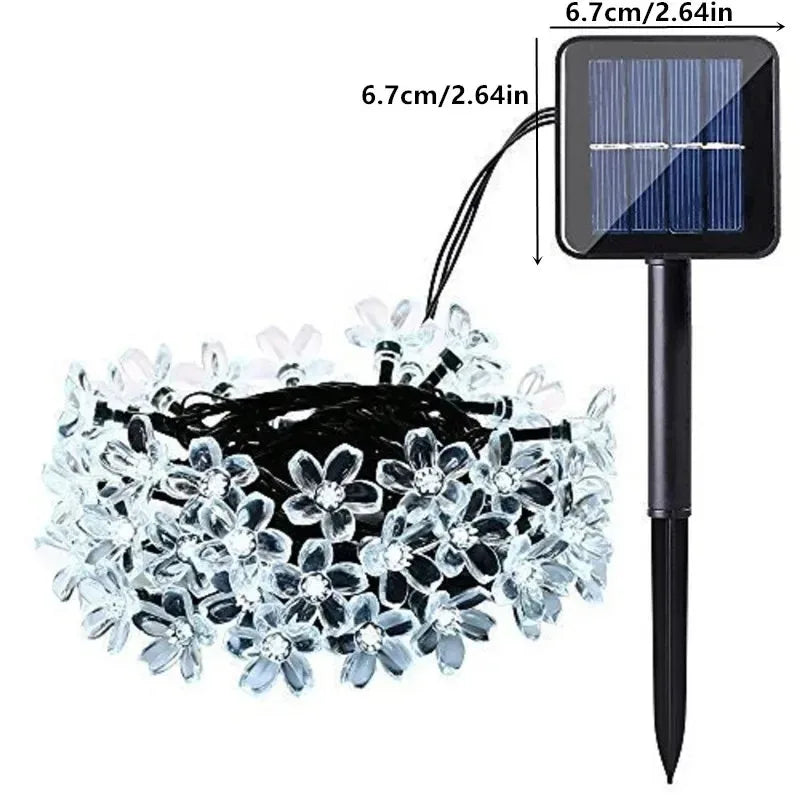 5M 20 LED Solar Cherry Flower String Lights | 8 Modes IP65