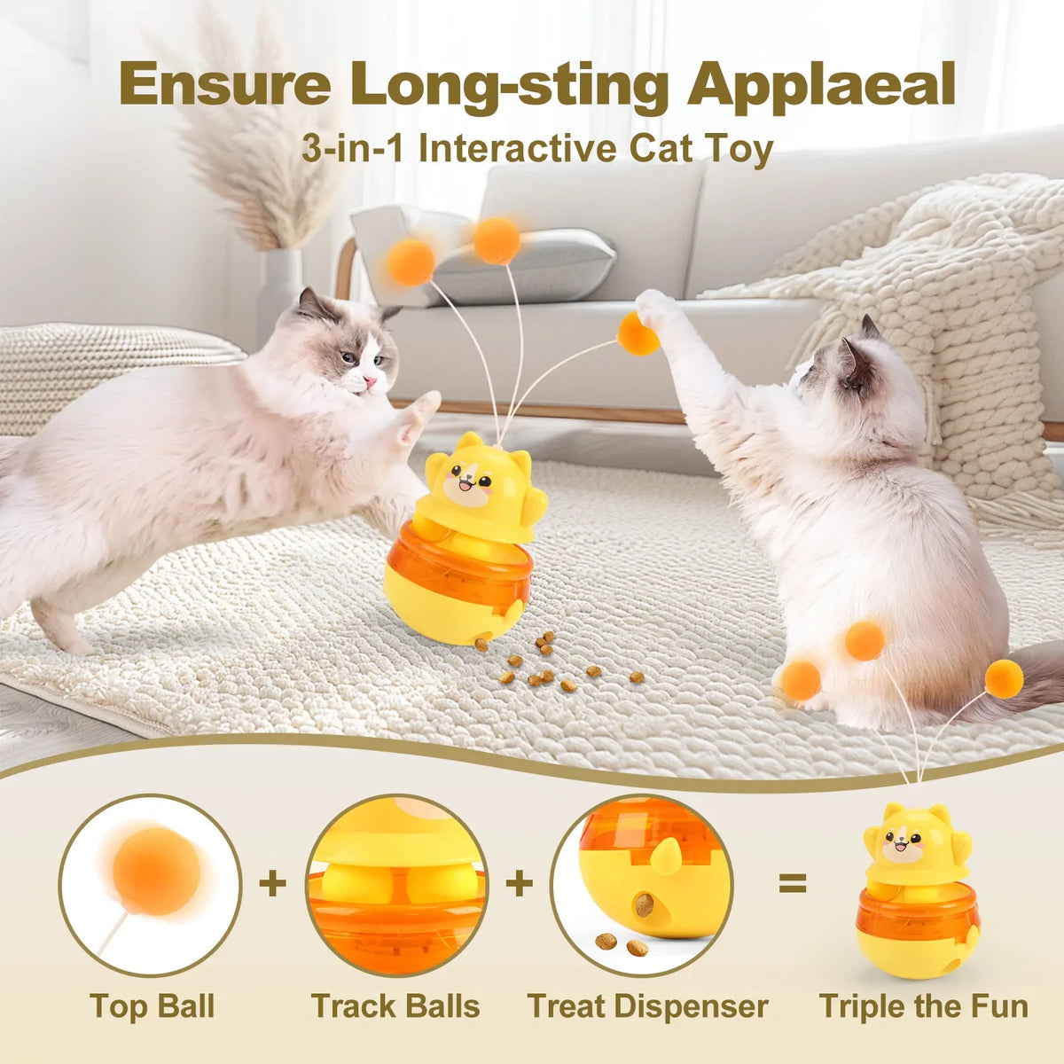 Pet Untoppleable Doll Cat Fun Intelligence Teasing Stick Leaky Food