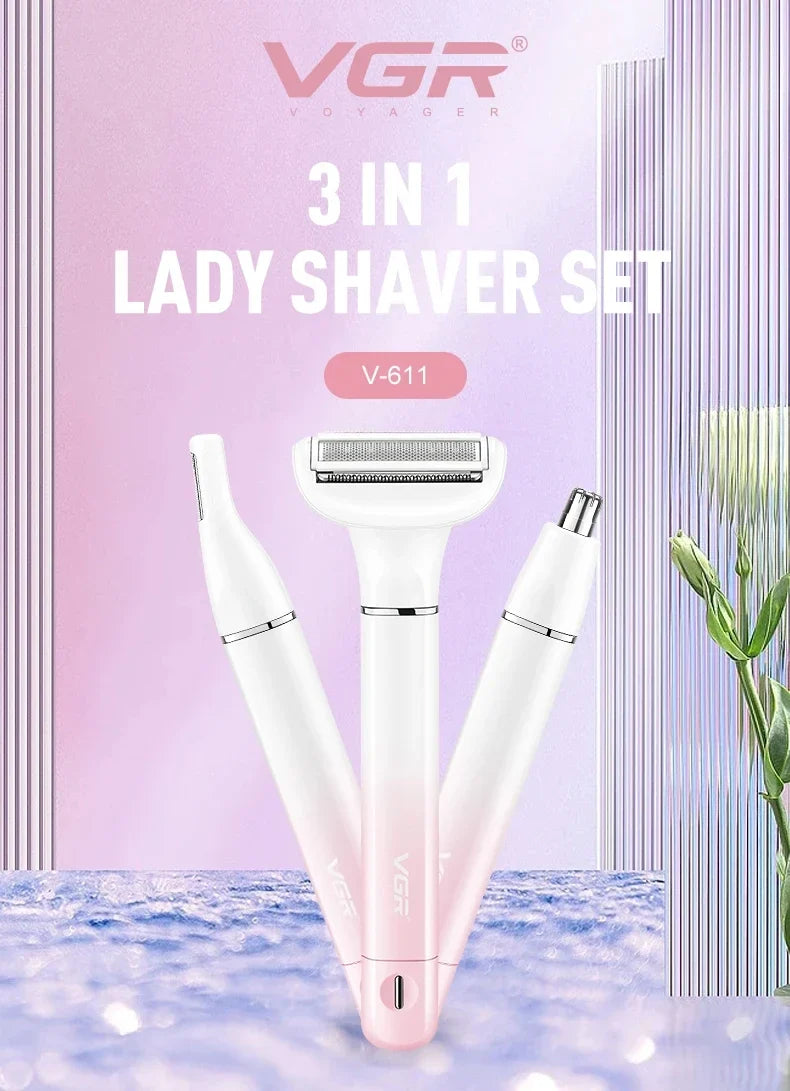 VGR V-611 3-in-1 Electric Trimmer | Face, Brow & Body