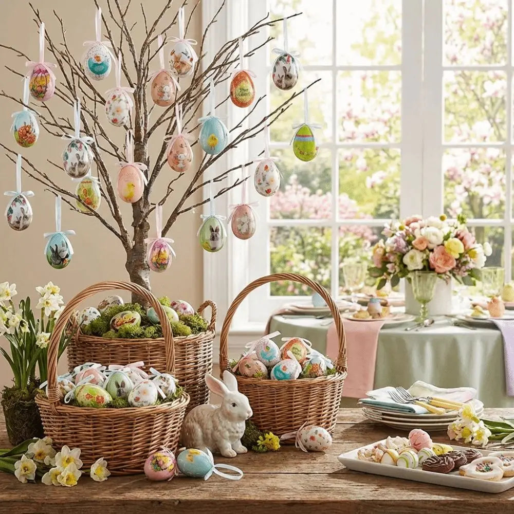 Painted Foam Easter Egg Hanging Ornaments – 3 Pack DIY Décor